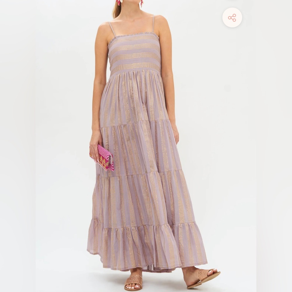 Oliphant dress - NWT pixie gray with gold design smocked maxi dress
